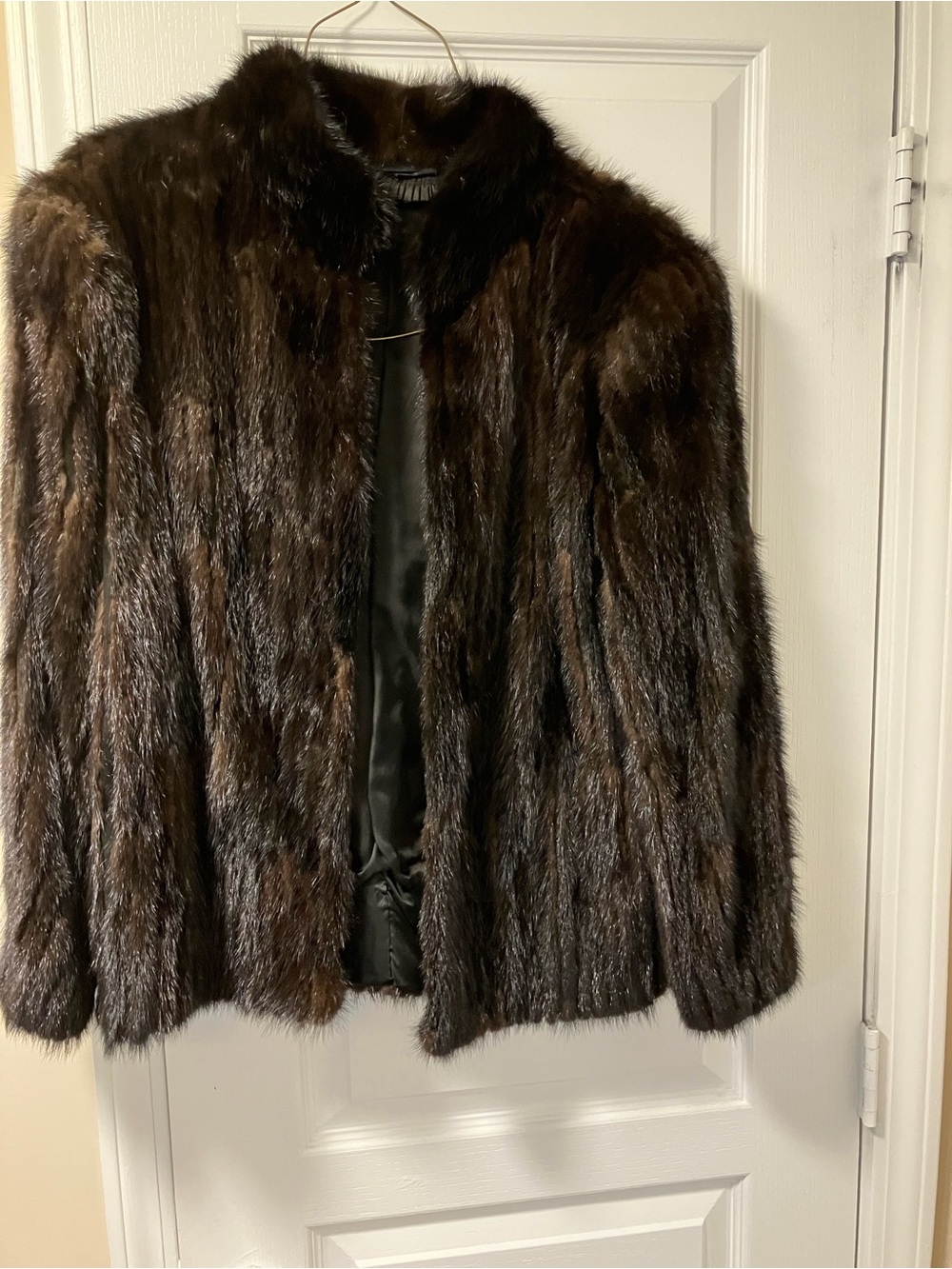 Women's SAGA Brown Mink Jacket - Elegant Cozy Coat